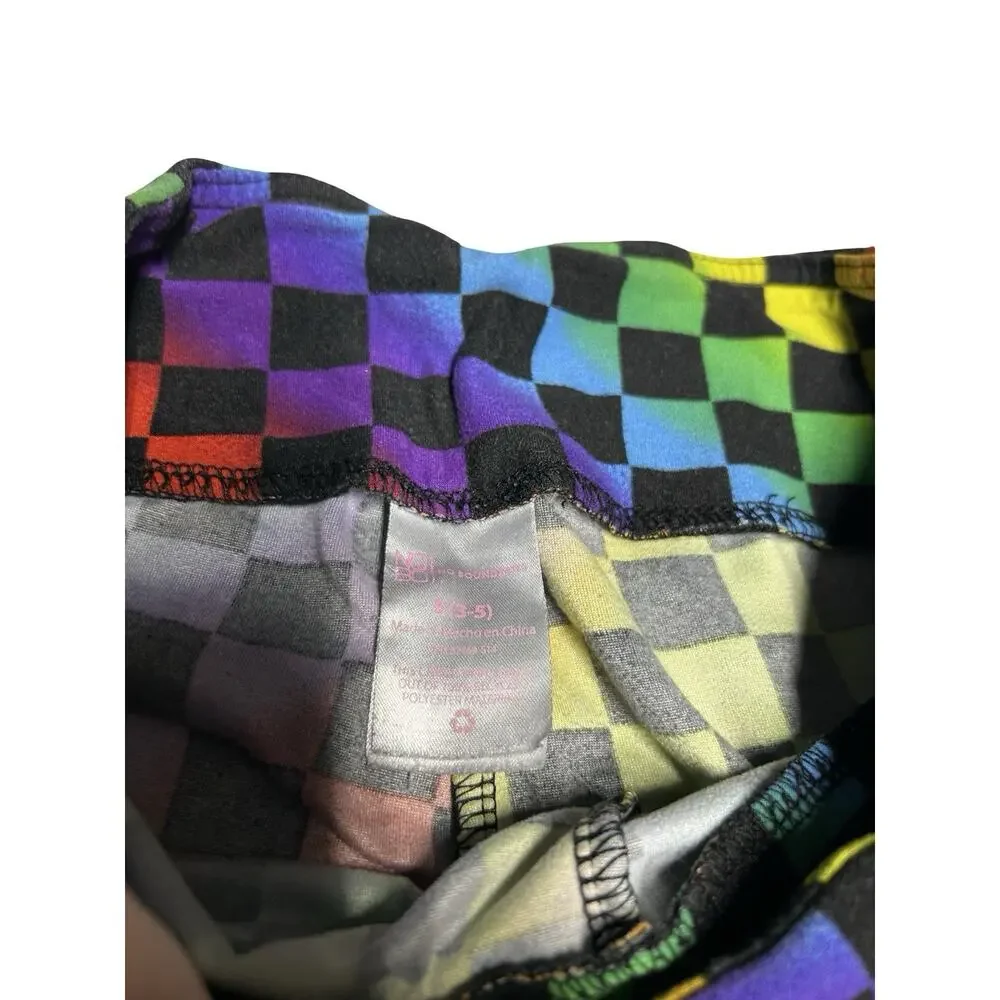 No Boundaries Girls Bike Shorts Size S 3-5 Rainbow Checkered Stretch Athletic